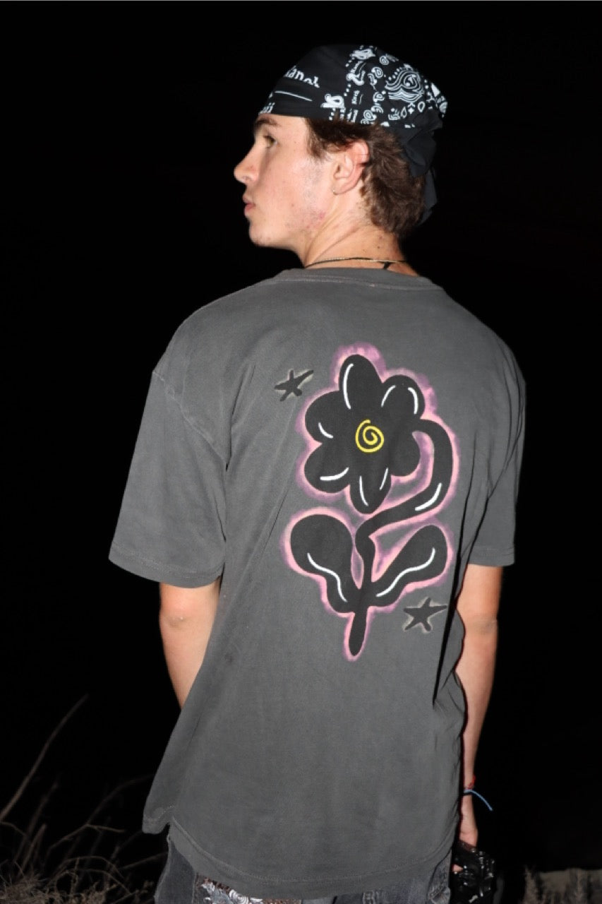 YMBF Vintage Black Flower Tee Shirt